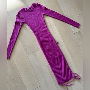 Like NEW. Worn once.XSmall form fitting w/ stretch purple-pink long sleeve dress